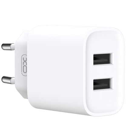 Netwerkoplader met Lightning-kabel XO Design CE02C, 10,5 W, 2,1A, 2 x USB-A, Wit 