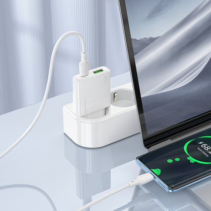 Chargeur réseau avec câble USB-C Borofone BN25 Wish, 30W, 3A, 1 x USB-A - 1 x USB-C, blanc 