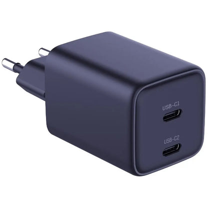 3MK HyperCharger Netwerkoplader met USB-C kabel, 45W, 3A, 2 x USB-C, Zwart 