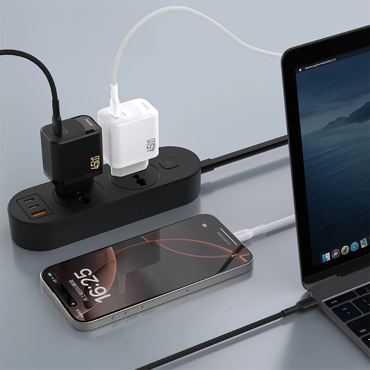 Network Charger with USB-C Cable Dudao A28C, 45W, 3A, 1 x USB-C, White