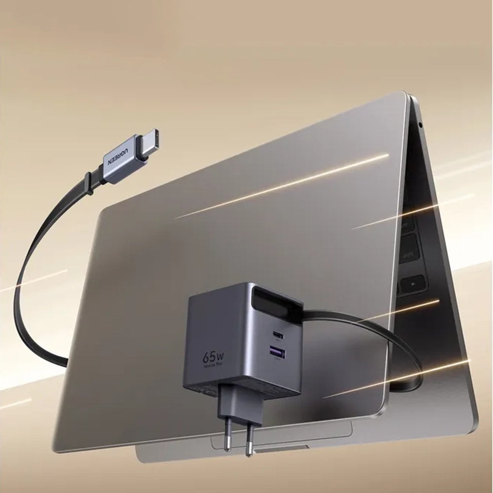 Chargeur réseau avec câble USB-C UGREEN X615, 65W, 3A, 1 x USB-A - 1 x USB-C, Gris