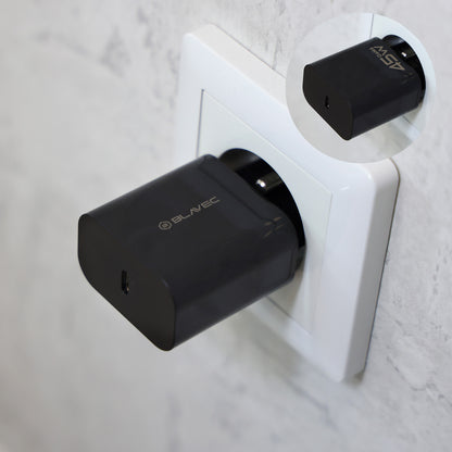 Blavec BC-7 Network Charger with USB-C Cable, 45W, 3A, 1 x USB-C, Black