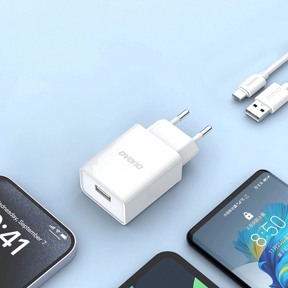 Chargeur réseau avec câble USB-C Dudao A4EU, 10W, 2.1A, 1 x USB-A, Blanc