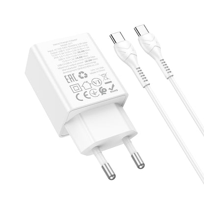 Netwerkoplader met USB-C Kabel HOCO N71, 30W, 3A, 1 x USB-A - 1 x USB-C, Wit