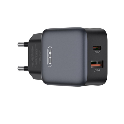 Netwerkoplader met Lightning-kabel XO Design L156, 30W, 3A, 1 x USB-A - 1 x USB-C, Zwart