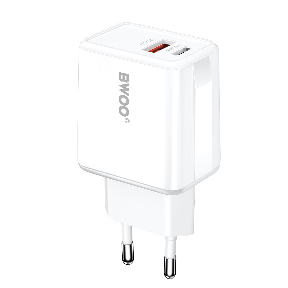 Netzladegerät mit USB-C Kabel BWOO CDA182, 38W, 3A, 1 x USB-A - 1 x USB-C, Weiß