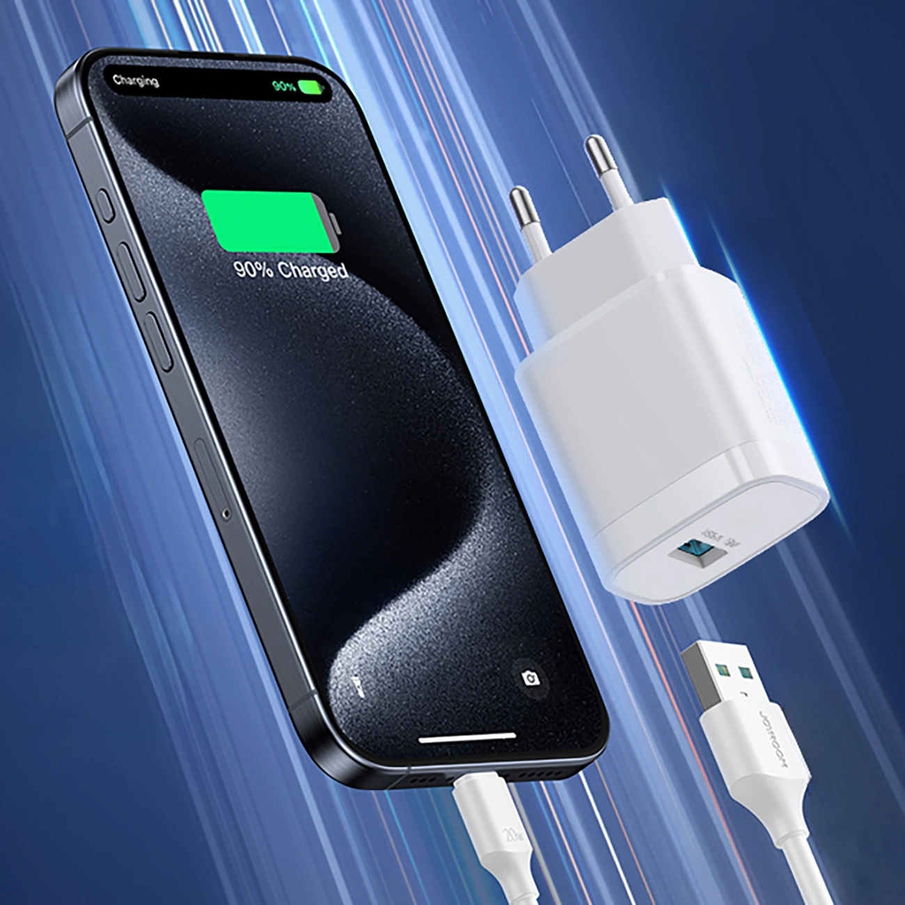 Netlader met USB-C-kabel Joyroom JR-TF4, 18W, 3A, 1 x USB-A, Wit