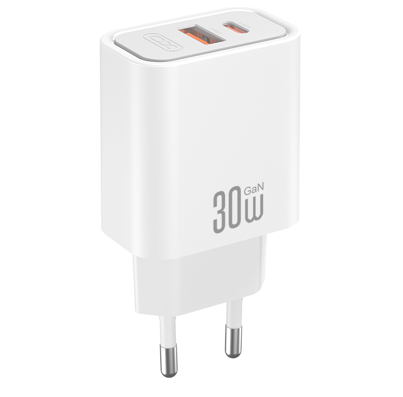 Netlader met USB-C-kabel XO Design CE42, 30W, 3A, 1 x USB-A - 1 x USB-C, Wit