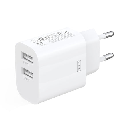 XO Design CE55-netoplader met Lightning-kabel, 12 W, 2,4 A, 2 x USB-A, wit