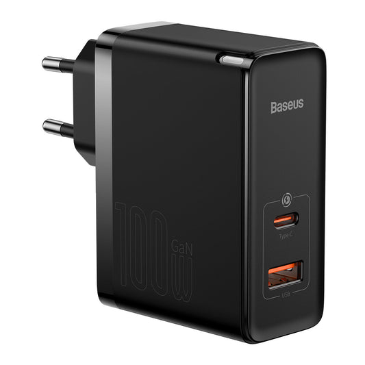 Netwerkoplader met USB-C Kabel Baseus GaN5 Pro, 100W, 3A, 1 x USB-A - 1 x USB-C, Zwart CCGP090201
