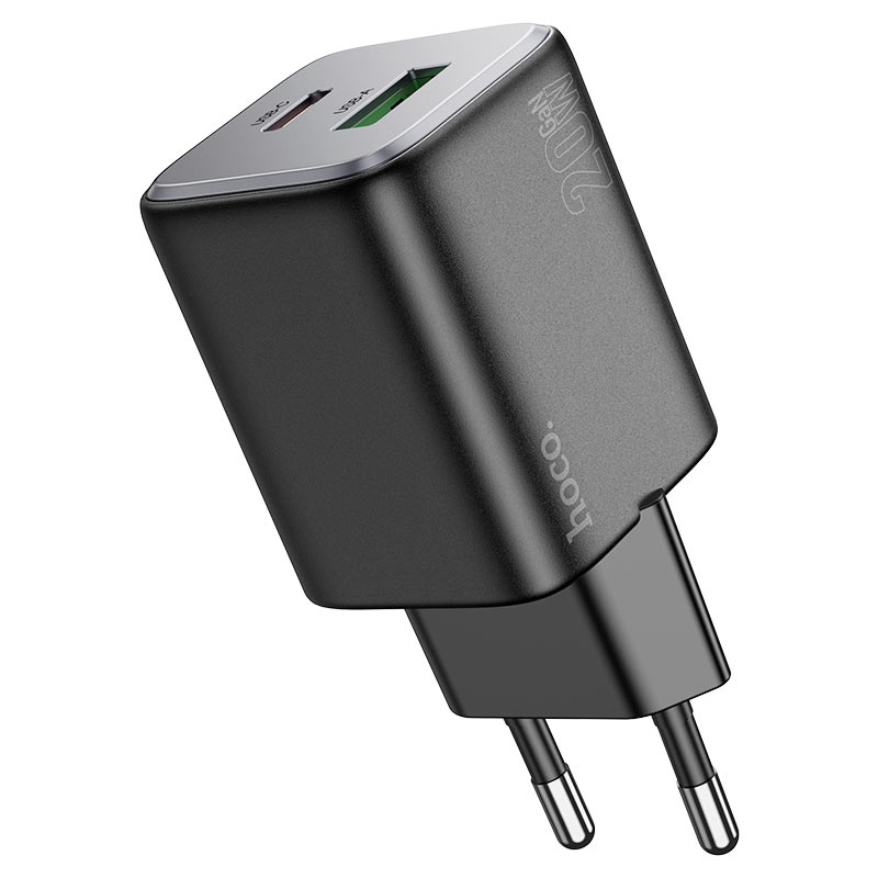 Netzladegerät mit Lightning-Kabel HOCO N41, 20W, 3A, 1 x USB-A - 1 x USB-C, Schwarz