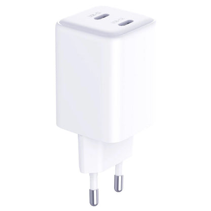 3MK HyperCharger Netwerkoplader met USB-C kabel, 45W, 3A, 2 x USB-C, Wit 