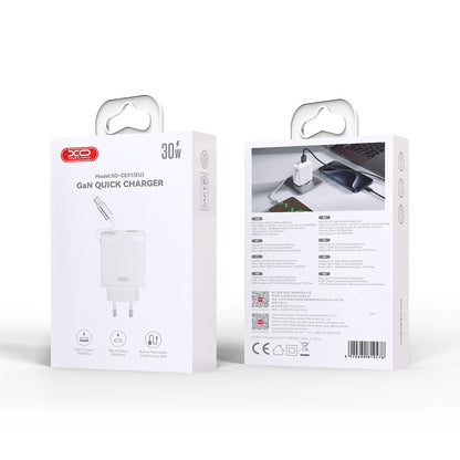 Netwerkoplader met USB-C Kabel XO Design CE31, 30W, 3A, 1 x USB-A - 1 x USB-C, Wit