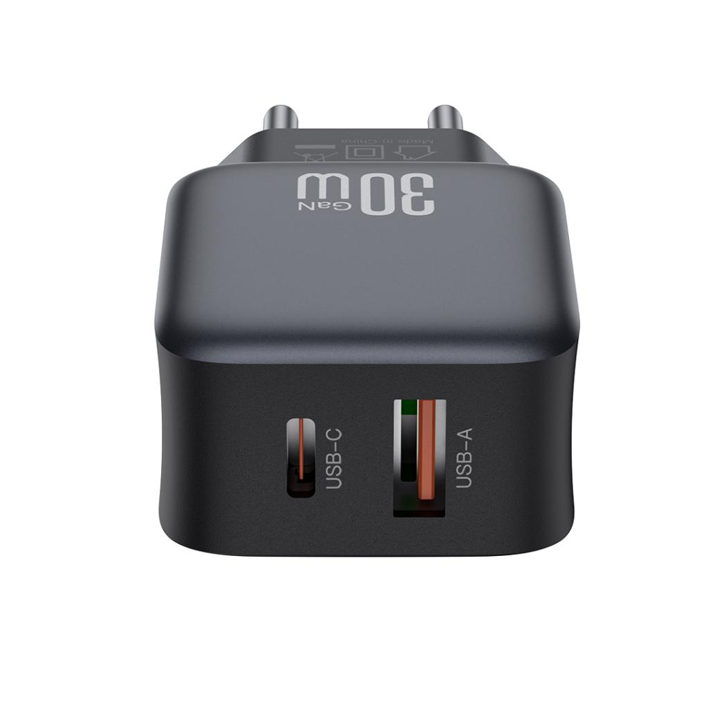 Netwerkoplader met USB-C Kabel XO Design L156, 30W, 3A, 1 x USB-A - 1 x USB-C, Zwart