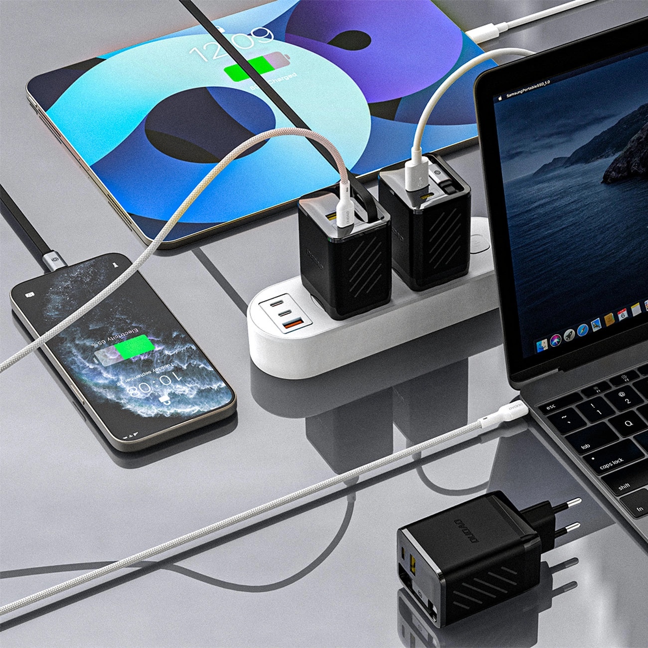 Netwerkoplader met USB-C Kabel Dudao A67EU, 67W, 3.35A, 1 x USB-A - 1 x USB-C, Zwart