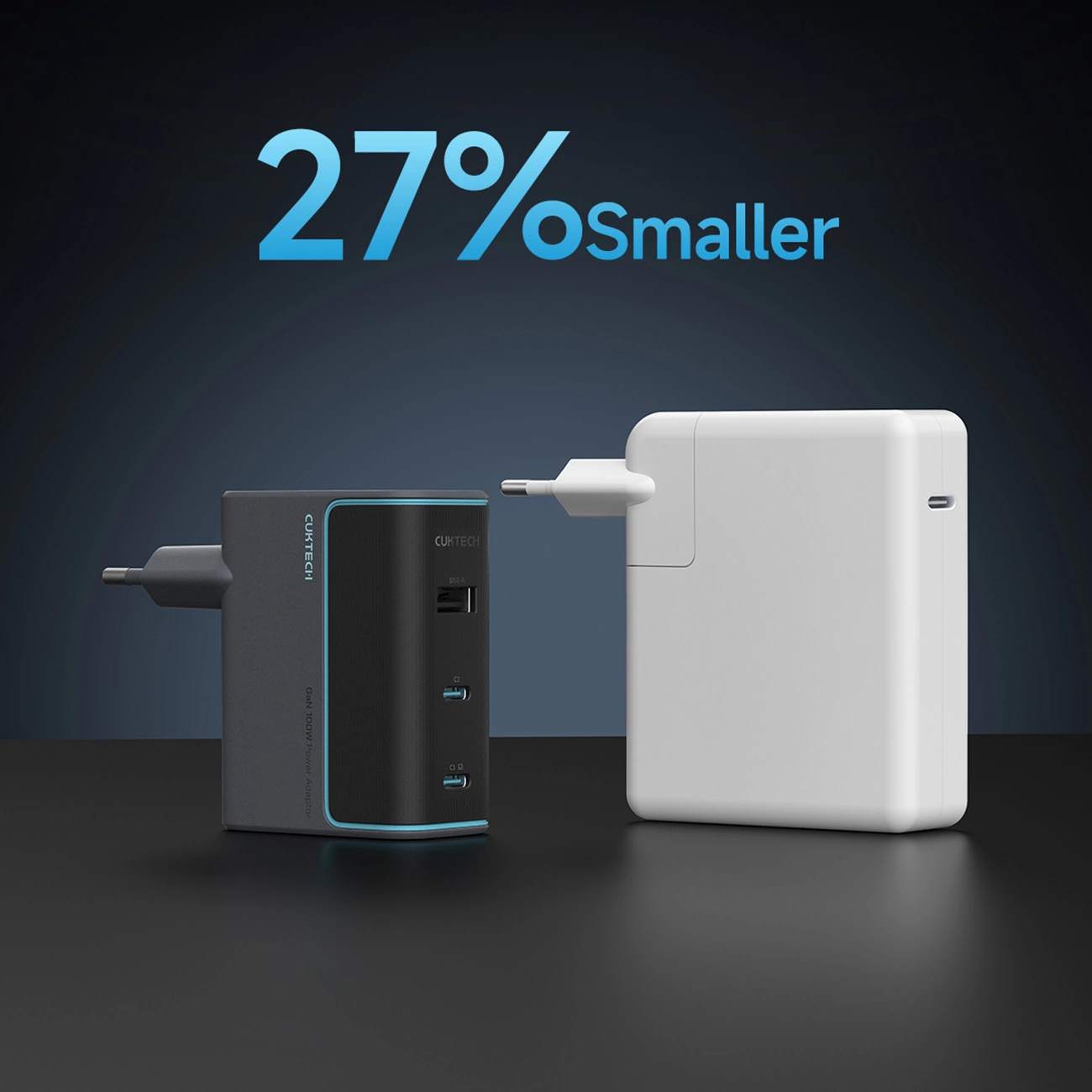 Netwerkoplader met USB-C Kabel Cuktech, 100W, 5A, 1 x USB-A - 2 x USB-C, Grijs CUKAD1003EUG