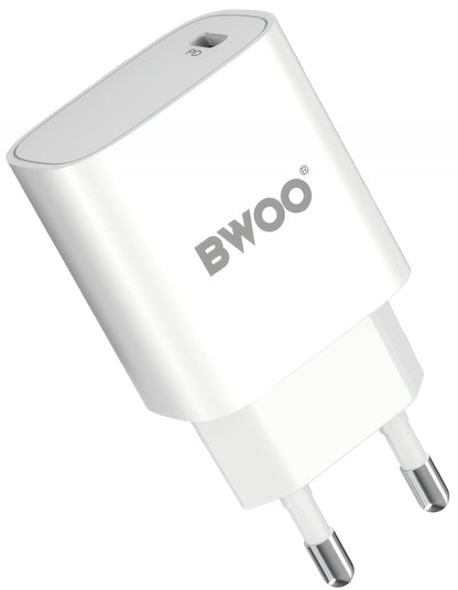 Netwerkoplader met USB-C Kabel BWOO CDA159, 20W, 3A, 1 x USB-C, Wit