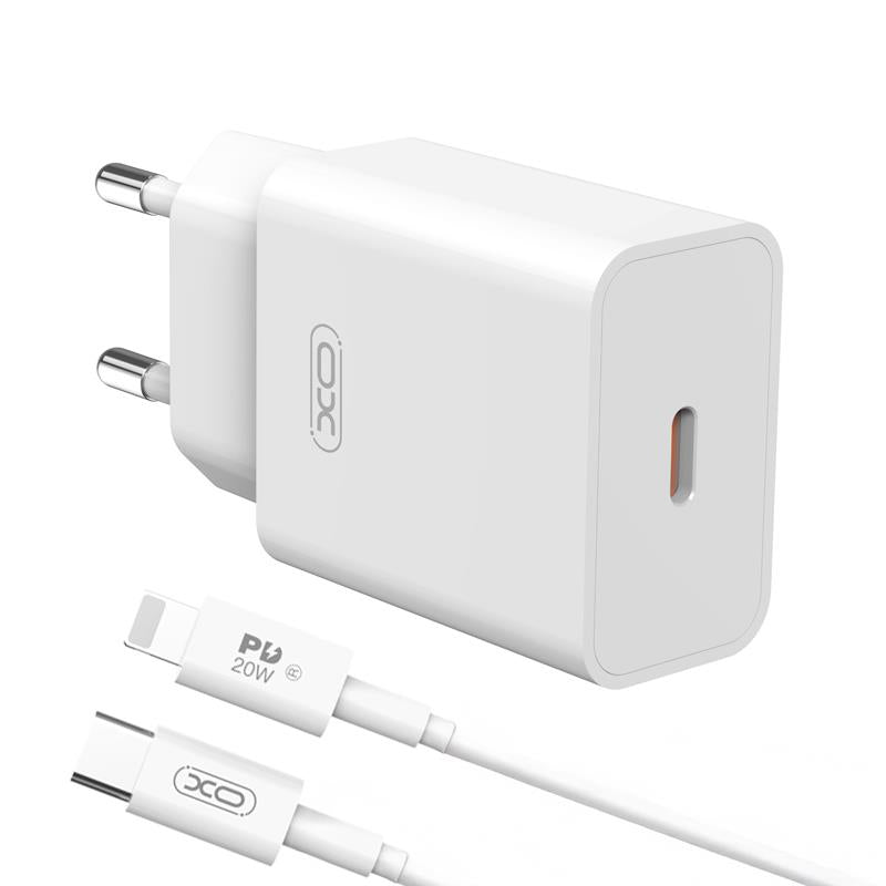 Netlader met Lightning-kabel XO Design L126, 20W, 3A, 1 x USB-C, Wit