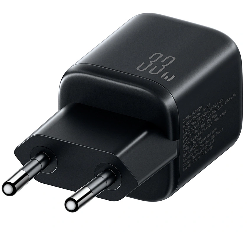 Netlader met USB-C-kabel Joyroom JR-TG7, 33W, 3A, 1 x USB-A - 1 x USB-C, Zwart