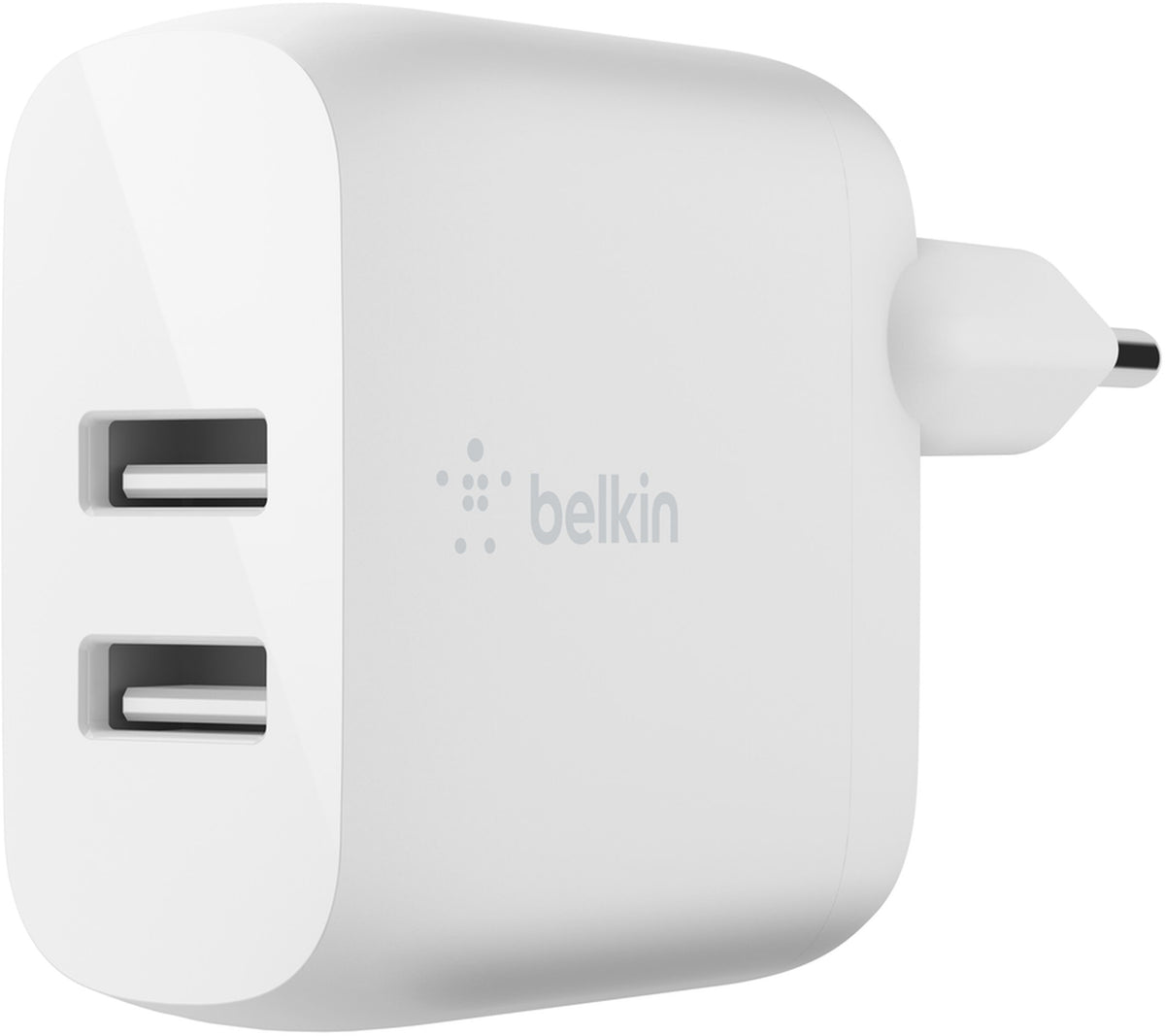 Netlader met USB-C-kabel Belkin BoostCharge Dual, 24W, 2.4A, 2 x USB-A, Wit WCE001vf1MWH