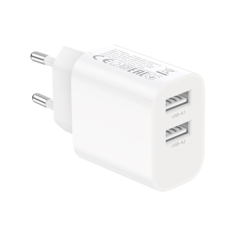 XO Design CE55-netoplader met Lightning-kabel, 12 W, 2,4 A, 2 x USB-A, wit