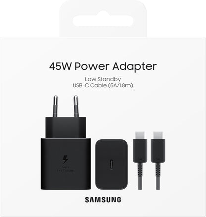 Samsung Netwerkoplader met USB-C kabel, 45W, 4.05A, 1 x USB-C, zwart EP-T4511XBEGEU 