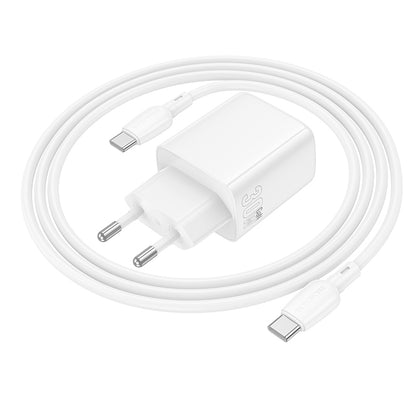 Netwerkoplader met USB-C Kabel Borofone BN29 Fuente, 30W, 3A, 1 x USB-A - 1 x USB-C, Wit