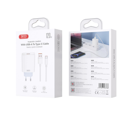 Netwerkoplader met USB-C Kabel XO Design L164, 30W, 1 x USB-A, Wit