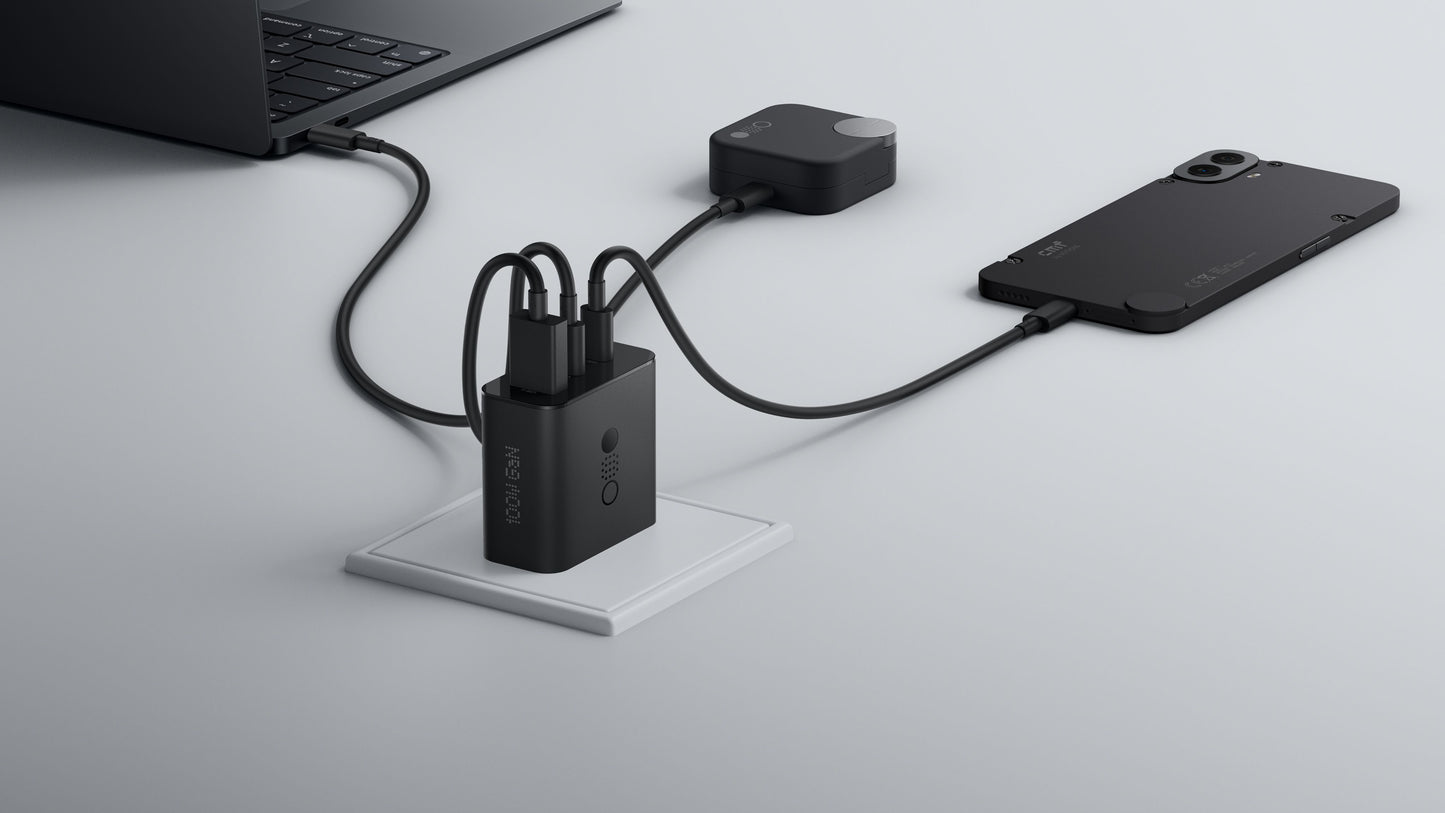 Netwerkoplader met USB-C Kabel CMF by Nothing C349, 100W, 5A, 1 x USB-A - 2 x USB-C, Grijs A10800016