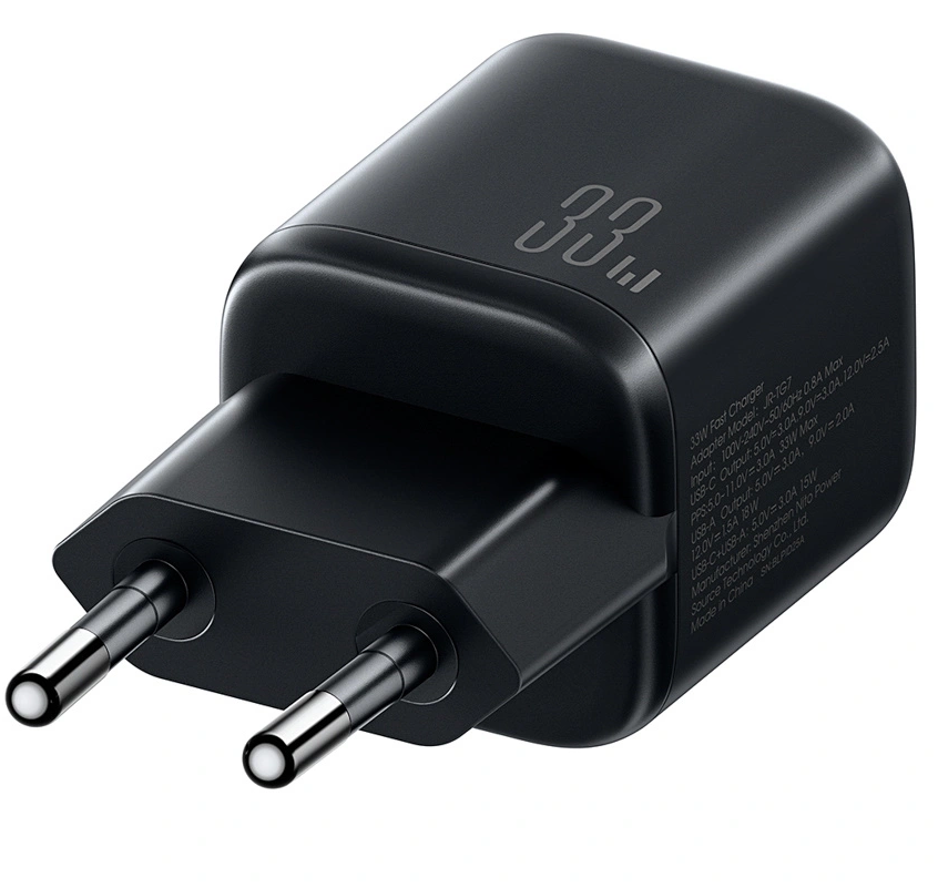 Chargeur réseau avec câble Lightning Joyroom JR-TG7, 33W, 3A, 1 x USB-A - 1 x USB-C, Noir