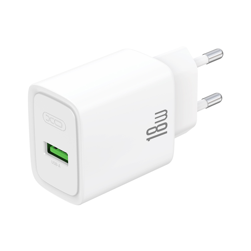 XO Design CE50 Wall Charger with USB-C Cable, 18W, 3A, 1 x USB-A, White