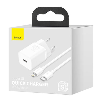 Baseus Chargeur réseau Super Si avec câble Lightning, 20W, 3A, 1 x USB-C, blanc TZCCCSUP-B02 