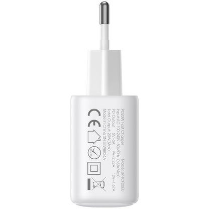 Chargeur réseau avec câble USB-C Joyroom JR-TCF20, 20W, 3A, 1 x USB-C, Blanc