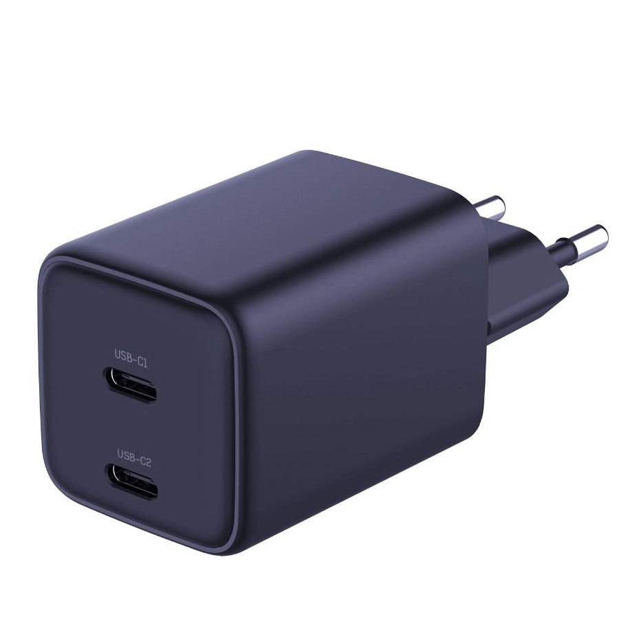 3MK HyperCharger Netwerkoplader met USB-C kabel, 45W, 3A, 2 x USB-C, Zwart 