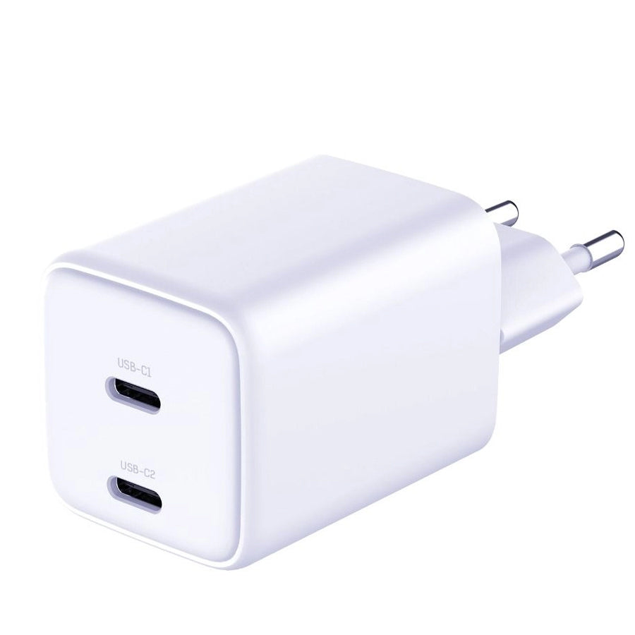 3MK HyperCharger Netwerkoplader met USB-C kabel, 45W, 3A, 2 x USB-C, Wit 