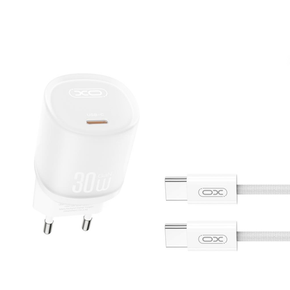 Netwerkoplader met USB-C Kabel XO Design L150, 30W, 3A, 1 x USB-C, Wit