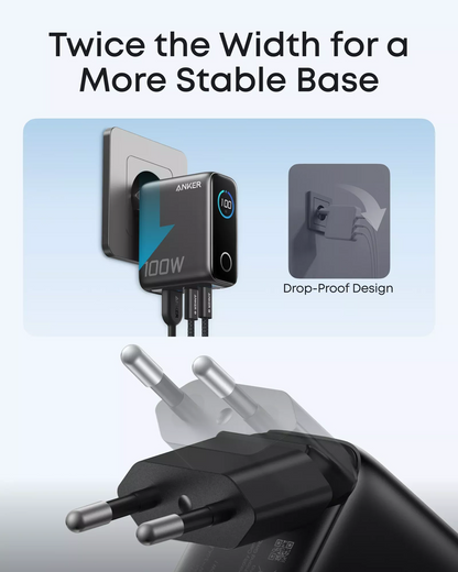 Netwerkoplader met USB-C Kabel Anker Smart Display, 100W, 5A, 1 x USB-A - 2 x USB-C, Grijs B121BGZ1