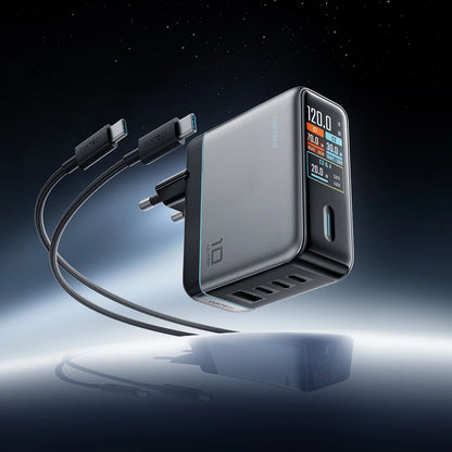 Netlader met USB-C-kabel Cuktech AD1204U Display, 120W, 6A, 1 x USB-A - 2 x USB-C, Zilver