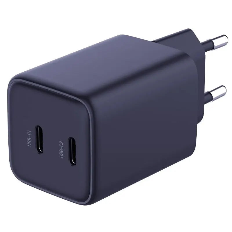 3MK HyperCharger Netwerkoplader met USB-C kabel, 45W, 3A, 2 x USB-C, Zwart 