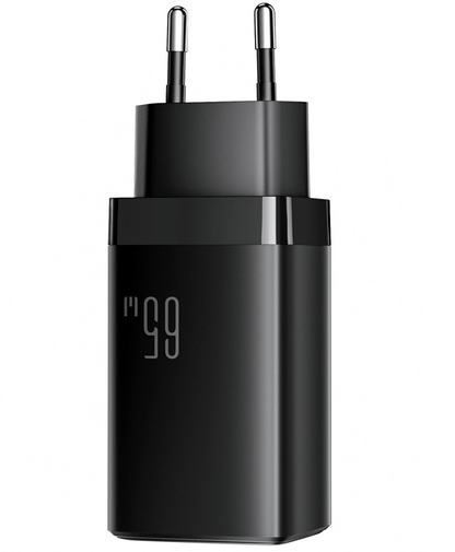 Netzteil mit USB-C-Kabel Joyroom JR-TG10, 65W, 3,25A, 1 x USB-A - 2 x USB-C, Schwarz