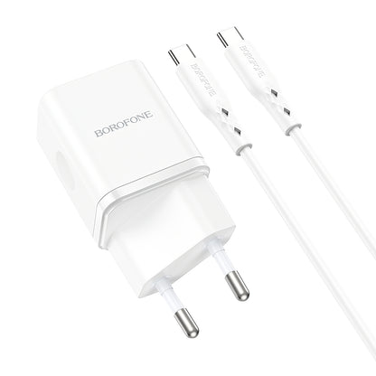 Chargeur réseau avec câble USB-C Borofone BN7, 20W, 3A, 1 x USB-A - 1 x USB-C, blanc 