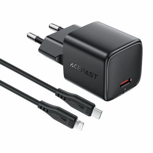 Netzteil mit Lightning-Kabel Acefast A118, 30W, 3A, 1 x USB-C, Schwarz