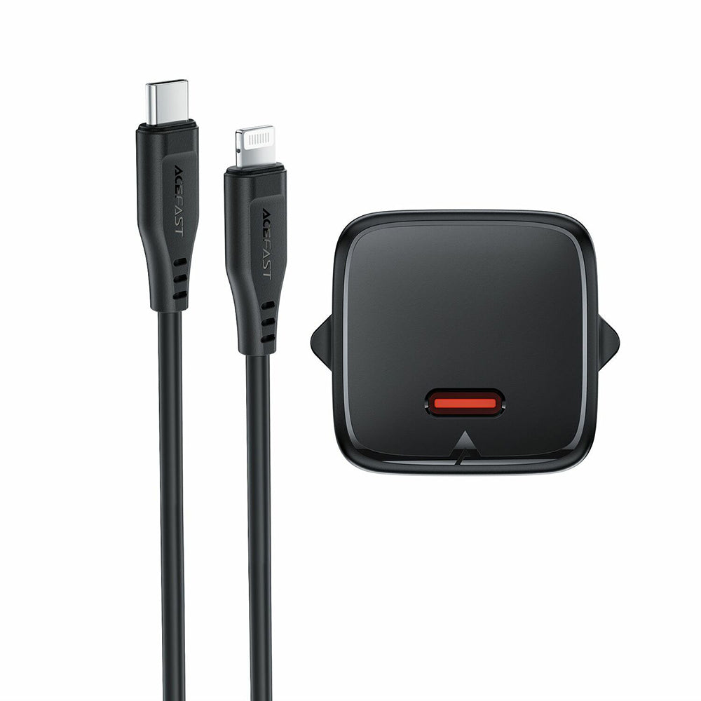 Netzteil mit Lightning-Kabel Acefast A118, 30W, 3A, 1 x USB-C, Schwarz