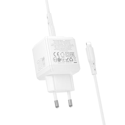 Netwerkoplader met Lightning-kabel Borofone BN19 Intenso, 20W, 3A, 1 x USB-A - 1 x USB-C, Wit