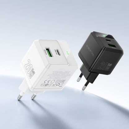 Netwerkoplader met Lightning-kabel Borofone BN19 Intenso, 20W, 3A, 1 x USB-A - 1 x USB-C, Wit