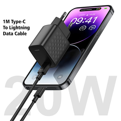 Chargeur réseau avec câble Lightning Lito LC13L, 20W, 3A, 1 x USB-C, Noir