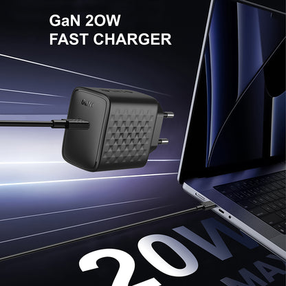 Chargeur réseau avec câble Lightning Lito LC13L, 20W, 3A, 1 x USB-C, Noir