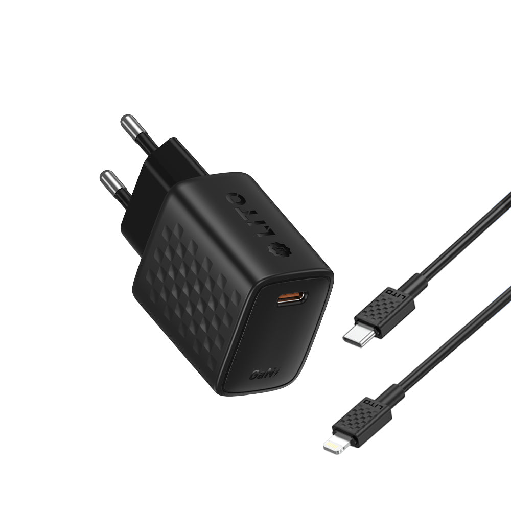 Chargeur réseau avec câble Lightning Lito LC17L, 30W, 3A, 1 x USB-C, Noir