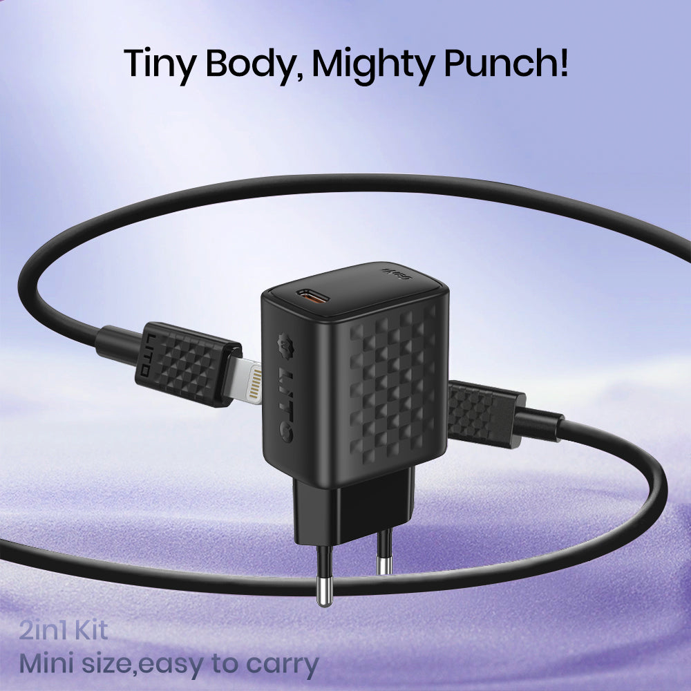 Chargeur réseau avec câble Lightning Lito LC17L, 30W, 3A, 1 x USB-C, Noir