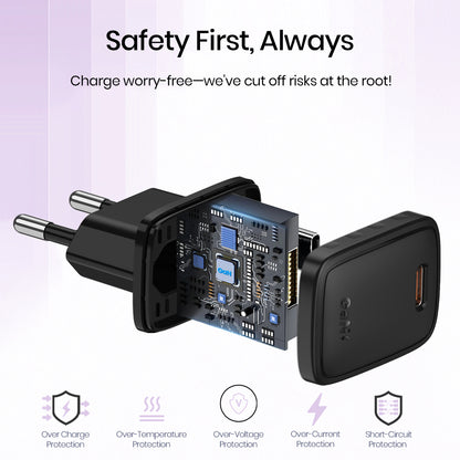 Chargeur réseau avec câble Lightning Lito LC17L, 30W, 3A, 1 x USB-C, Noir